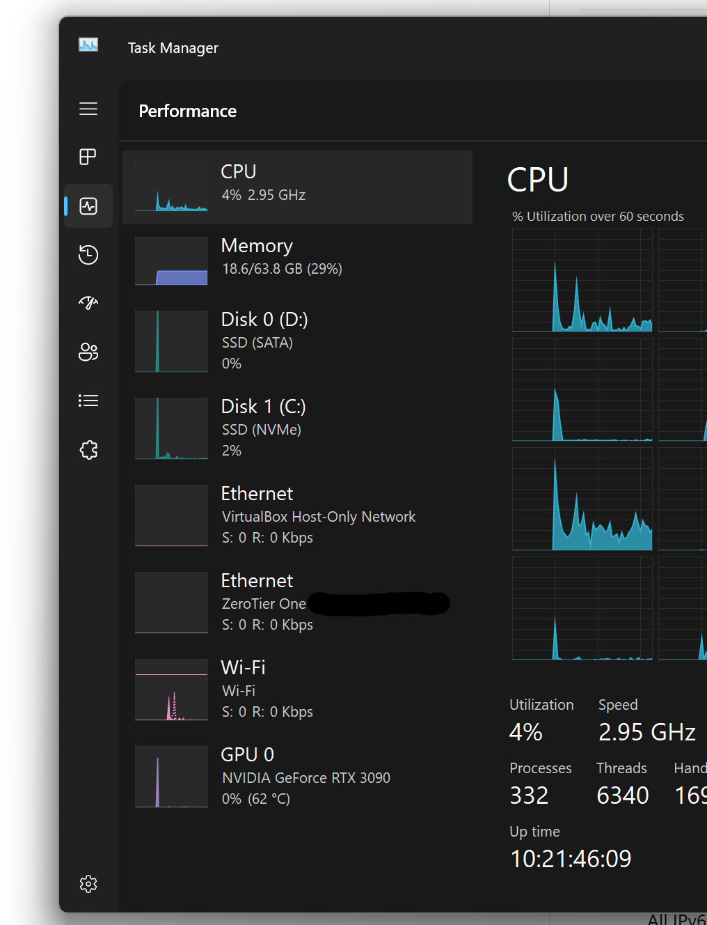 ZeroTier in Windows Task Manager
